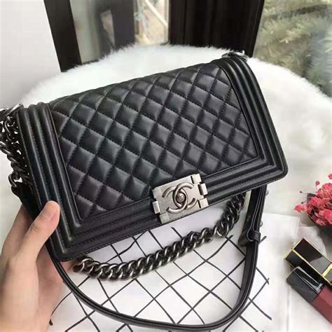 chanel black boy handbag|boy Chanel handbag calfskin.